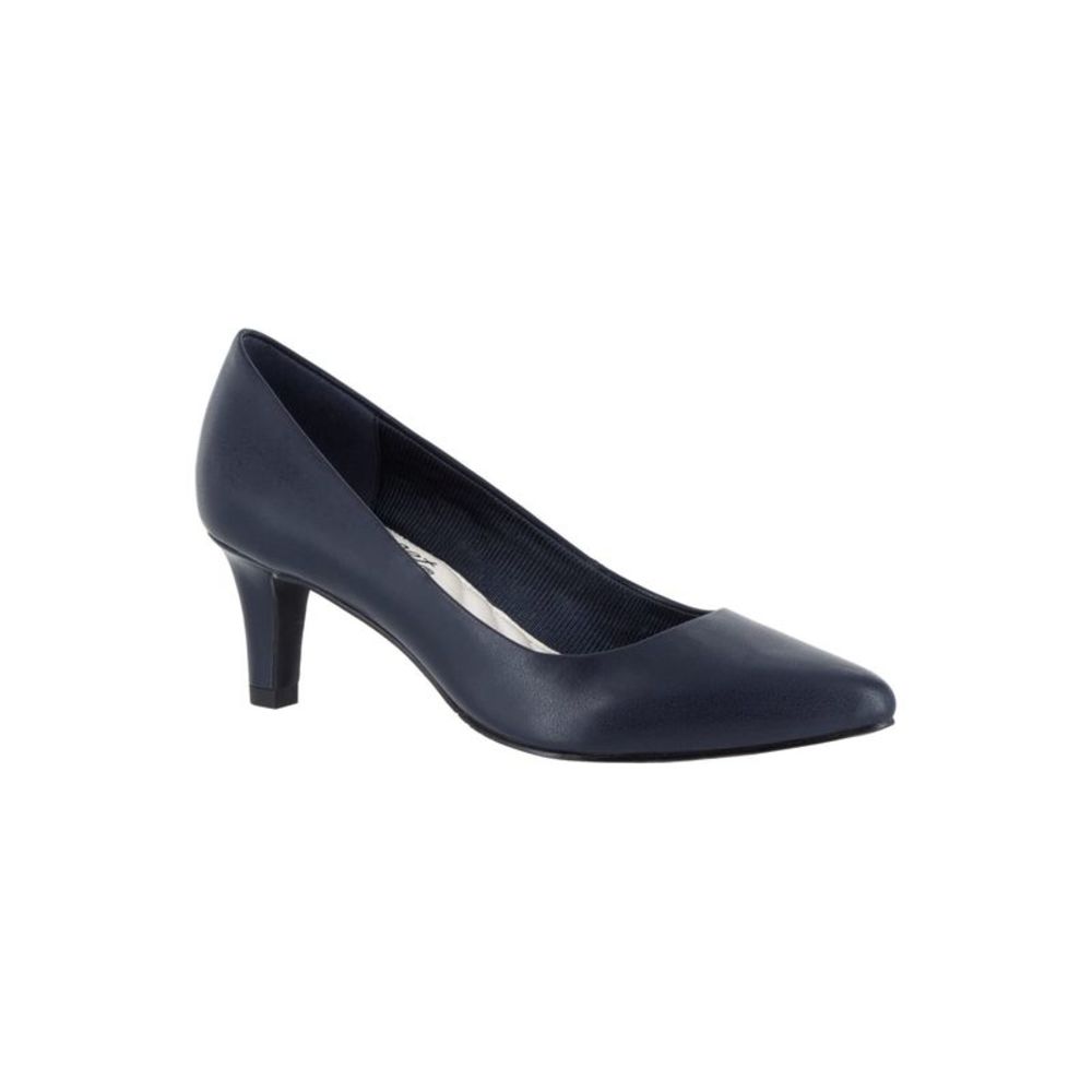 EASY STREET Womens Navy Padded Comfort Pointe Kitten Heel Slip On Pumps 6.5 M